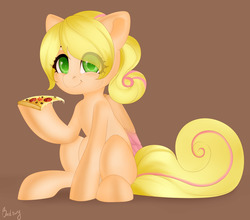 Size: 3170x2790 | Tagged: safe, artist:bestiary, oc, oc only, oc:orchidtale, pony, food, high res, meat, pepperoni, pepperoni pizza, pizza, solo, ych result