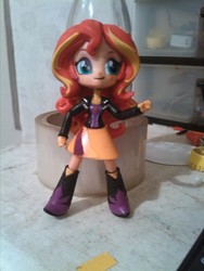 Size: 1944x2592 | Tagged: safe, sunset shimmer, equestria girls, g4, doll, equestria girls minis, female, irl, masking tape, photo, repairing, toy