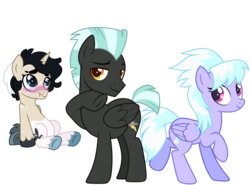 Size: 2700x2000 | Tagged: safe, artist:guzzlord, cloudchaser, thunderlane, oc, pony, unicorn, g4, backwards cutie mark, base used, blushing, coat markings, colored hooves, eyebrows, female, high res, male, ship:thunderchaser, shipping, simple background, straight, transparent background, unshorn fetlocks