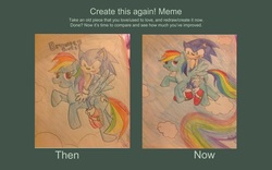 Size: 2560x1600 | Tagged: safe, artist:shadmoon-art, rainbow dash, g4, comparison, crossover, draw this again, male, meme, redraw, sonic the hedgehog, sonic the hedgehog (series)