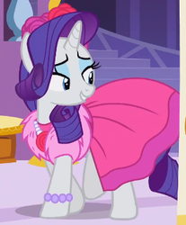 Size: 286x345 | Tagged: safe, screencap, rarity, pony, unicorn, g4, no second prances, beautiful, bracelet, clothes, cropped, cute, dress, female, flower, jewelry, lidded eyes, mare, necklace, outfit catalog, raribetes, rose, smiling, solo
