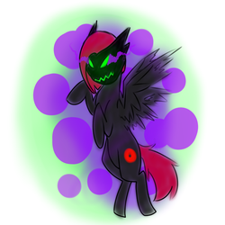 Size: 600x600 | Tagged: safe, artist:sinsays, oc, oc only, oc:ally scratch, pony, commission, corrupted, female, glowing eyes, pegasus oc, solo, sombra eyes