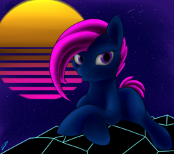 Size: 1720x1530 | Tagged: safe, artist:com3tfire, oc, pony, 80s, abstract background, retrowave