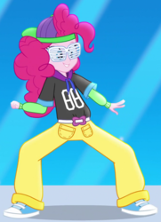 Size: 670x924 | Tagged: safe, screencap, pinkie pie, equestria girls, equestria girls specials, g4, my little pony equestria girls: dance magic, clothes, cropped, female, mc pinkie, pants, rapper pie, shoes, sneakers, solo
