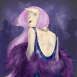 Size: 2000x2000 | Tagged: safe, artist:annaniderlanna, fluttershy, anthro, g4, alternative cutie mark placement, clothes, dress, ear piercing, female, high res, jewelry, mare, necklace, pearl necklace, piercing, wingless, wingless anthro