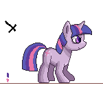 Size: 150x150 | Tagged: safe, artist:yunlongchen, twilight sparkle, pony, unicorn, g4, animated, female, gif, loop, mare, pixel art, roll, simple background, solo, transparent background, unicorn twilight