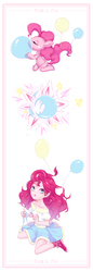 Size: 877x2547 | Tagged: dead source, safe, artist:spooo, pinkie pie, earth pony, human, pony, equestria girls, g4, anime, balloon, balloon popping, blowing up balloons, boots, clothes, cute, eyes closed, female, humanized, mare, party balloon, pony to human, popping, shoes, skirt, transformation