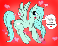 Size: 3234x2550 | Tagged: safe, artist:takaneko13, oc, oc only, oc:fleetish, pegasus, pony, cutie mark, dialogue, female, heart, hearts and hooves day, high res, holiday, mare, open mouth, tail, valentine, valentine's day, wings