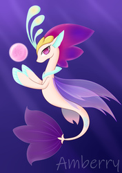 Size: 2894x4093 | Tagged: dead source, safe, artist:琥珀莓砸-amberry, queen novo, seapony (g4), g4, my little pony: the movie, crepuscular rays, crown, female, fin wings, fins, floppy ears, gradient background, jewelry, lidded eyes, looking at you, pearl, purple eyes, queen, queen novo's orb, regalia, solo, underwater, water, wings