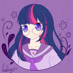 Size: 4093x4093 | Tagged: dead source, safe, artist:琥珀莓砸-amberry, sci-twi, twilight sparkle, equestria girls, g4, absurd resolution, female, glasses, solo