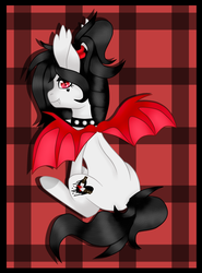 Size: 2919x3935 | Tagged: safe, artist:cindystarlight, oc, oc only, oc:dark jill, bat pony, pony, choker, colored wings, female, high res, mare, solo, spiked choker