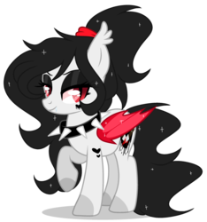 Size: 2436x2598 | Tagged: safe, artist:darkjillmlp123, oc, oc only, oc:dark jill, bat pony, pony, choker, colored wings, female, hairband, high res, mare, simple background, solo, spiked choker