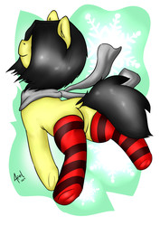 Size: 2480x3507 | Tagged: safe, artist:elbenjaftw, oc, oc only, oc:zoei, pony, clothes, high res, scarf, smiling, socks, solo, striped socks