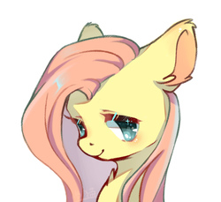 Size: 1233x1131 | Tagged: dead source, safe, artist:小huhu狸君呀, fluttershy, pegasus, pony, g4, bust, cute, ear fluff, female, looking at you, mare, portrait, shyabetes, simple background, smiling, smiling at you, solo, white background
