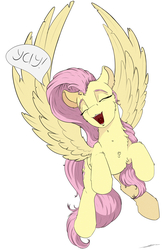 Size: 2750x4250 | Tagged: safe, artist:skitsroom, fluttershy, pegasus, pony, cute, female, mare, shyabetes, simple background, smiling, solo, yay