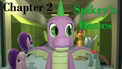 Size: 1920x1080 | Tagged: safe, artist:papadragon69, part of a set, ocellus, smolder, spike, starlight glimmer, dragon, comic:spike's cyosa, g4, 3d, chapter image, cyoa, lockers, older, older spike, part of a series, school, source filmmaker, teenage spike, teenager, winged spike, wings
