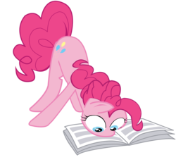Size: 8000x7371 | Tagged: safe, artist:mokrosuhibrijac, pinkie pie, earth pony, pony, g4, absurd resolution, face down ass up, female, mare, newspaper, reading, simple background, solo, transparent background, wide eyes