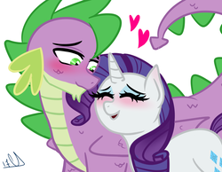 Size: 1800x1400 | Tagged: safe, artist:psychopathpinkgirl, rarity, spike, g4, female, male, older, older spike, ship:sparity, shipping, straight