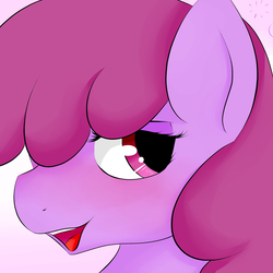 Size: 3000x3000 | Tagged: safe, artist:dashy21, berry punch, berryshine, earth pony, pony, g4, blushing, bust, drunk, female, gradient background, high res, looking at you, mare, open mouth, portrait, solo