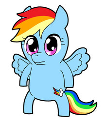 Size: 500x583 | Tagged: safe, artist:bkub, rainbow dash, pegasus, pony, g4, backwards cutie mark, bipedal, female, mare, standing