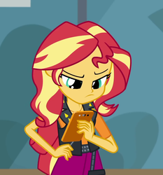 Size: 1007x1079 | Tagged: safe, screencap, sunset shimmer, driving miss shimmer, driving miss shimmer: rarity, equestria girls, g4, my little pony equestria girls: better together, cellphone, cropped, female, frown, phone, smartphone, solo