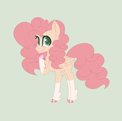 Size: 664x656 | Tagged: safe, artist:roseloverofpastels, oc, oc only, oc:cherry cheesecake, hybrid, pegasus, pony, coat markings, colored hooves, female, magical lesbian spawn, mare, offspring, parent:pinkie pie, parent:princess skystar, parents:skypie, simple background, socks (coat markings), solo