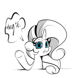 Size: 500x500 | Tagged: safe, artist:turtlefarminguy, rarity, boop, looking at you, rarity is not amused, text, tumblr, unamused
