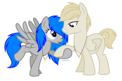 Size: 1280x857 | Tagged: safe, artist:fioweress, oc, oc only, oc:swan feather, oc:velvet starfall, pegasus, pony, female, male, mare, simple background, stallion, transparent background