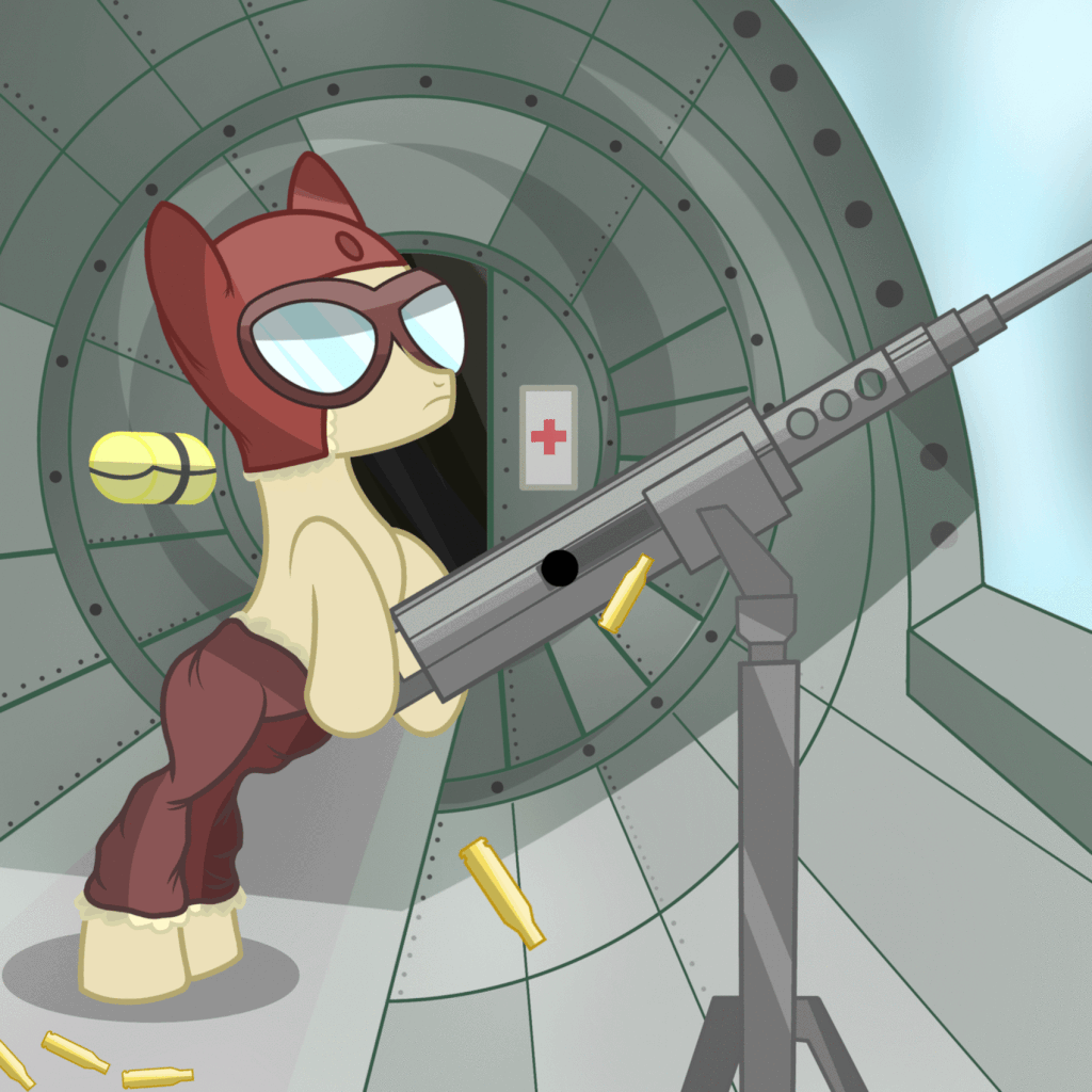 Fifi Rides Gunner Position #1954139 - safe, artist:pizzamovies, derpibooru exclusive, oc, oc ...