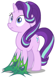 Size: 4920x6918 | Tagged: safe, artist:twilirity, starlight glimmer, thorax, pony, g4, to where and back again, absurd resolution, changeling slime, disguise, disguised changeling, fake starlight glimmer, female, simple background, slime, solo, stuck, transparent background, trapped, vector