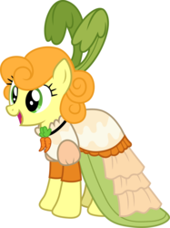 Size: 3000x4006 | Tagged: safe, artist:cloudy glow, gameloft, carrot top, golden harvest, earth pony, pony, g4, .ai available, choker, clothes, dress, female, headdress, looking to the left, mare, mobile game, open mouth, simple background, solo, transparent background, vector