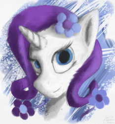 Size: 1677x1802 | Tagged: safe, artist:geljado, rarity, pony, unicorn, g4, bust, digital art, female, flower, mixed media, solo, traditional art