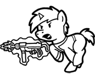 Size: 188x150 | Tagged: safe, artist:crazyperson, pony, unicorn, fallout equestria, fallout equestria: commonwealth, black and white, clothes, fanfic, fanfic art, generic pony, glowing horn, grayscale, gun, hooves, horn, jumpsuit, levitation, magic, magic aura, male, monochrome, open mouth, picture for breezies, running, shooting, simple background, solo, stallion, submachinegun, telekinesis, transparent background, vault suit, weapon