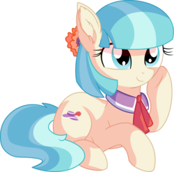 Size: 6536x6447 | Tagged: safe, artist:cyanlightning, coco pommel, earth pony, pony, g4, .svg available, absurd resolution, clothes, cocobetes, cute, ear fluff, female, lying down, mare, prone, raised hoof, simple background, smiling, solo, squishy cheeks, touching face, transparent background, vector