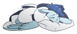 Size: 1280x562 | Tagged: safe, artist:sketchthebluepegasus, oc, oc only, oc:nik, pegasus, pony, simple background, sleeping, solo, transparent background