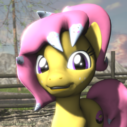 Size: 1000x1000 | Tagged: safe, artist:christian69229, oc, oc only, oc:pastry baker, earth pony, pony, 3d, bust, female, looking at you, mare, portrait, smiling, solo, source filmmaker