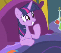 Size: 210x182 | Tagged: safe, screencap, rainbow dash, twilight sparkle, alicorn, pony, ail-icorn, g4, spoiler:interseason shorts, age regression, animated, babality, baby, babylight sparkle, bed, cropped, female, foal, gif, gif for breezies, picture for breezies, scrunchy face, twilight sparkle (alicorn)