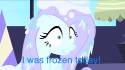 Size: 1136x640 | Tagged: safe, screencap, fluttershy, pony, ail-icorn, g4, interseason shorts, caption, christopher lloyd, cold, female, fluttercold, i was frozen today, image macro, nostalgia critic, solo, spoilers for another series, suburban commando, text