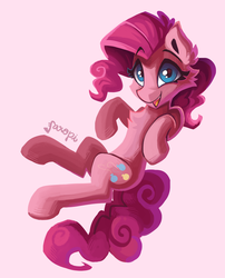 Size: 2201x2724 | Tagged: safe, artist:saxopi, pinkie pie, earth pony, pony, g4, cheek fluff, chest fluff, cute, diapinkes, ear fluff, female, high res, mare, pink background, simple background, smiling, solo