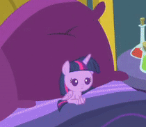 Size: 210x182 | Tagged: safe, edit, edited screencap, screencap, rainbow dash, twilight sparkle, alicorn, pony, ail-icorn, g4, interseason shorts, age progression, age regression, animated, babality, baby, babylight sparkle, bed, cropped, female, foal, gif, gif for breezies, grin, mare, picture for breezies, reversed, scrunchy face, sitting, smiling, solo focus, spread wings, squee, twilight sparkle (alicorn), wings