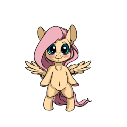 Size: 2000x2000 | Tagged: safe, artist:miokomata, fluttershy, pegasus, pony, g4, bipedal, cute, female, high res, mare, shyabetes, simple background, smiling, solo, transparent background