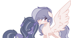 Size: 1588x844 | Tagged: safe, artist:browniepawyt, oc, oc only, oc:crystal amour, oc:moondust, pegasus, pony, unicorn, female, mare, offspring, parent:princess flurry heart, parent:star tracker, parent:twilight sparkle, parents:twitracker, simple background, transparent background