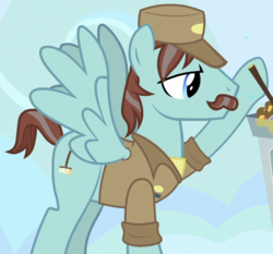 Size: 750x700 | Tagged: safe, screencap, pegasus, pony, g4, secrets and pies, cropped, male, solo, stallion, unnamed character, unnamed pony, waste collector
