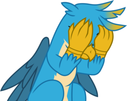 Size: 5511x4378 | Tagged: safe, artist:ejlightning007arts, gallus, griffon, g4, the hearth's warming club, absurd resolution, covering, eyes closed, male, sad, simple background, solo, transparent background, vector