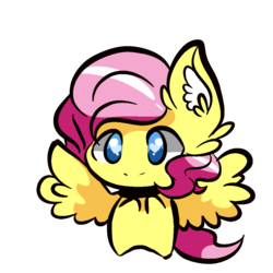 Size: 1000x1000 | Tagged: safe, artist:larae, fluttershy, pegasus, pony, g4, choker, chokershy, ear fluff, heart eyes, simple background, solo, spread wings, transparent background, wingding eyes, wings