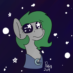 Size: 4500x4500 | Tagged: safe, artist:rosebush, oc, oc only, oc:ashen, pony, absurd resolution, bust, clothes, ghost quartet, looking up, portrait, robe, sad, solo, starry eyes, stars, wingding eyes