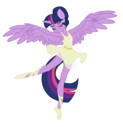 Size: 4339x4472 | Tagged: safe, artist:luciferamon, artist:pink1ejack, twilight sparkle, alicorn, anthro, plantigrade anthro, a royal problem, g4, absurd resolution, alternate hairstyle, armpits, ballerina, ballet, beautiful, clothes, cute, en pointe, eyes closed, female, mare, scene interpretation, simple background, smiling, solo, spread arms, spread wings, standing, standing on one leg, transparent background, tutu, twilarina, twilight sparkle (alicorn), twirl, vector, wings