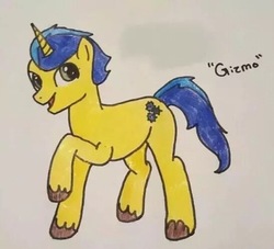 Size: 548x498 | Tagged: artist needed, safe, oc, oc only, oc:gizmo, pony, male, simple background, solo, traditional art