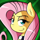 Size: 160x160 | Tagged: safe, artist:flutterpriest, fluttershy, oc, oc:flutterpriest, pegasus, pony, g4, abstract background, bust, choker, chokershy, grin, head, looking at you, smiling, smirk