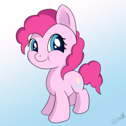Size: 1000x1000 | Tagged: safe, artist:theunconsistentone, pinkie pie, earth pony, pony, g4, chibi, cute, diapinkes, female, puffy cheeks, smiling, solo